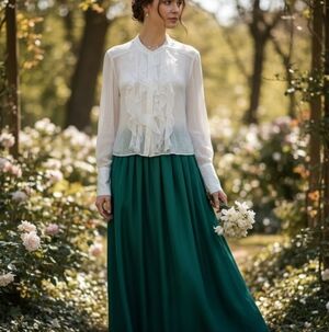 Chic White Cabi Ruffle Blouse NWOT